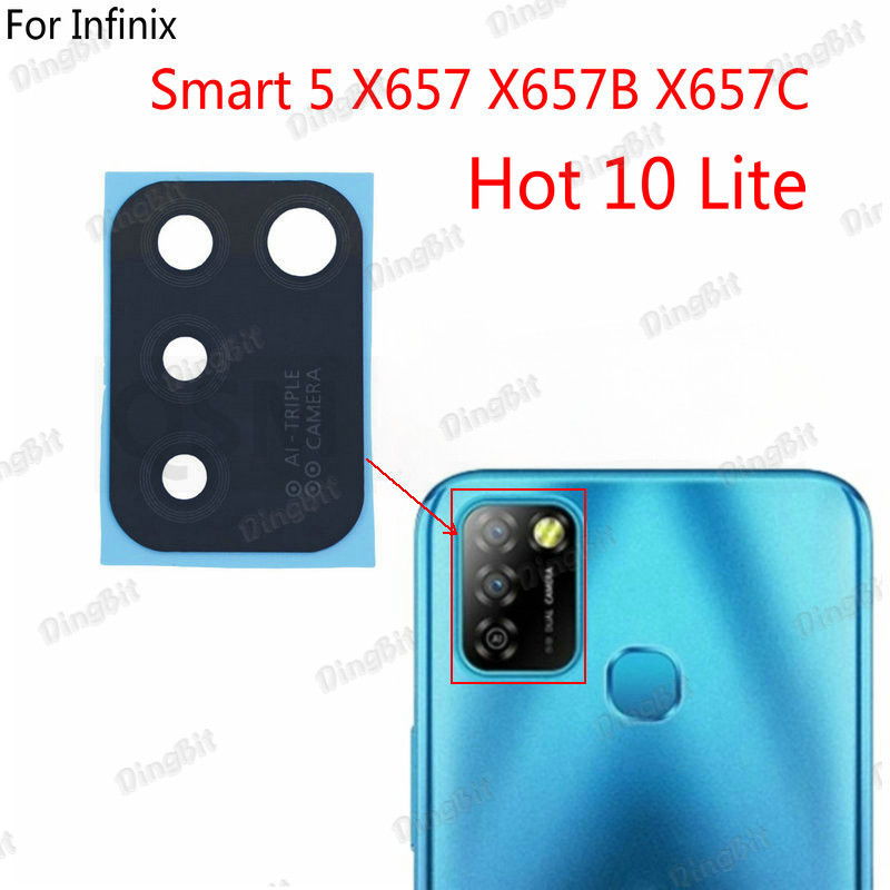เลนส์กล้องด้านหลังเปลี่ยนสําหรับ Infinix Smart 5 X657 X657B X657C พร้อมสติกเกอร์กาวร้อน 10 Lite