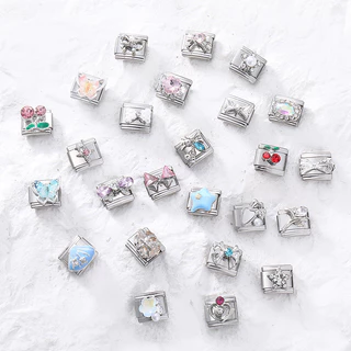 สร้อยข้อมือสแตนเลส 9 มิลลิเมตร สไตล์อิตาลี ไซส์พอดี DIY เครื่องประดับย้อนยุค เพิ่มบุคลิกภาพ