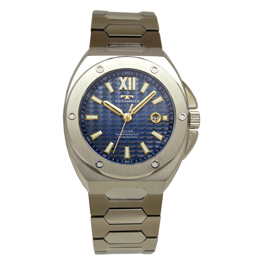 Technos Solar Date Watch T9C04SN Men's Silver