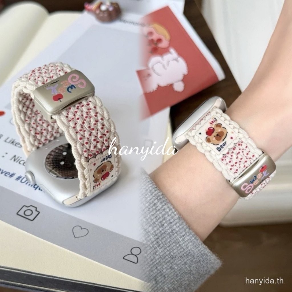 หมีน่ารักสายไนลอนสําหรับ Samsung Galaxy Fit 3 Band สร้อยข้อมือไนลอน Correa Watchband สําหรับ Samsung Galaxy Watch Fit 3 สายรัดข้อมือ