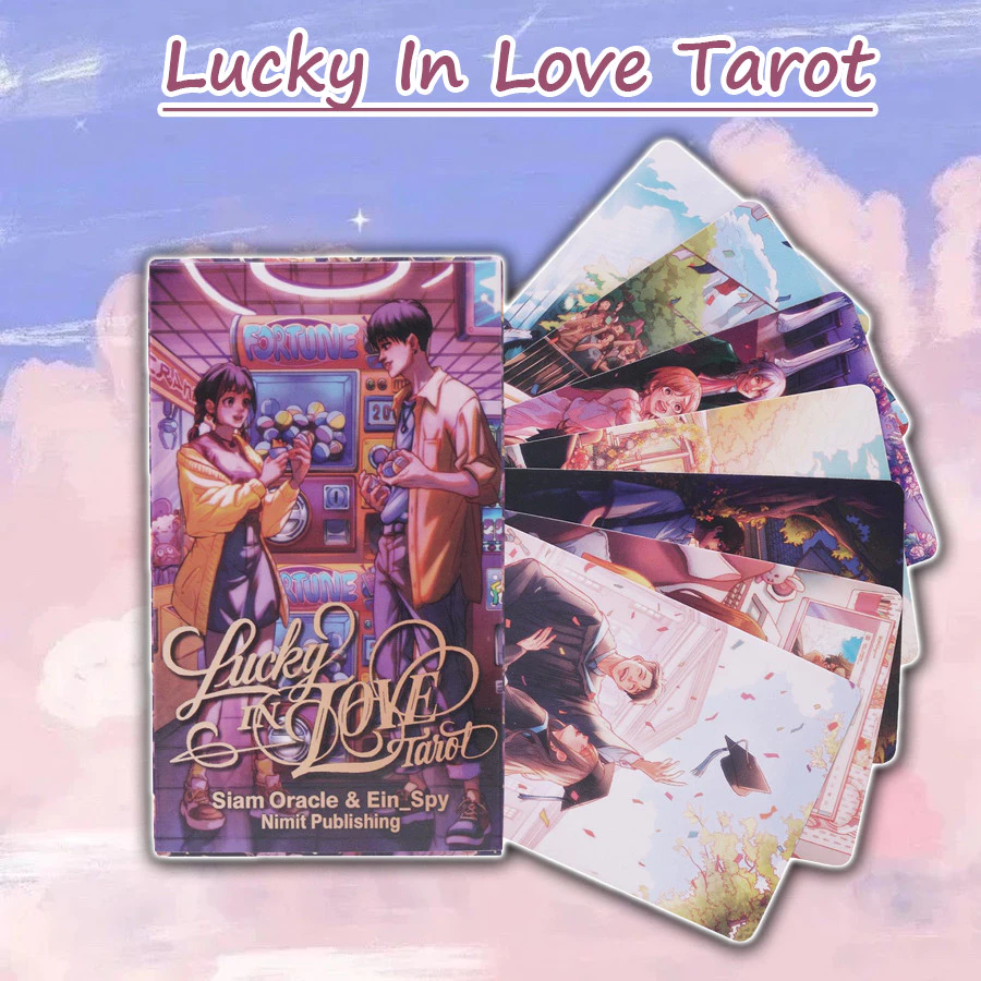 Lucky in Love Tarot 80 แผ่นคลาสสิกรักไพ่ทาโรต์สําหรับผู้เริ่มต้นกุหลาบดาวการ์ดสําหรับเกมกระดานปาร์ตี้