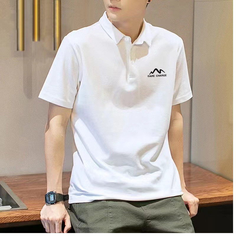 เสื้อโปโลผู้ชายฤดูร้อน แบบหลวม อินเทรนด์ ครึ่งแขน สำหรับใส่ลำลอง