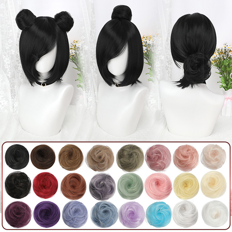 ✨2025✨ Rambut palsu lelaki Universal คอสเพลย์วิกผมปลอมผม Claw คลิปผม Bun ดอกไม้ Bun Loli Bun เครื่อง