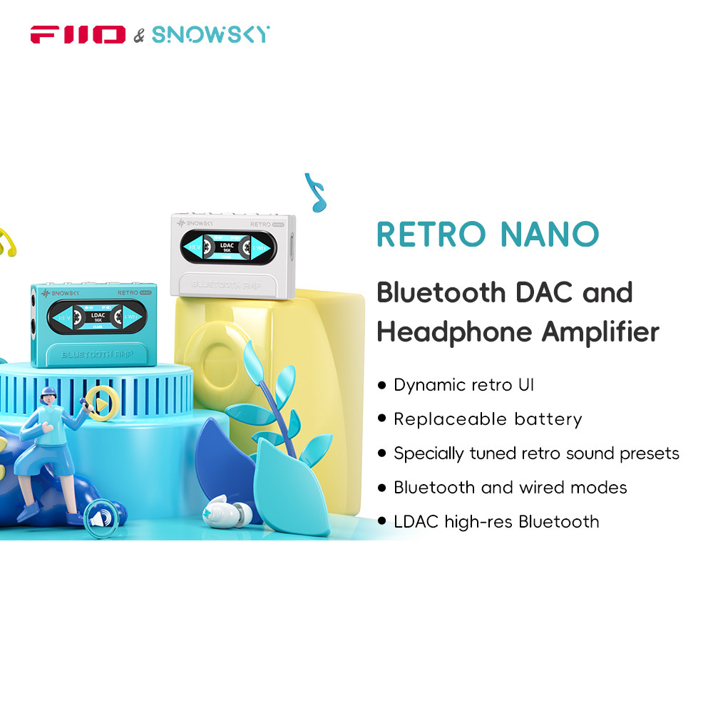Fiio Snowsky RETRO NANO Bluetooth DAC และเครื่องขยายเสียงหูฟัง LDAC/aptX Adaptive/aptX พร้อม 3.5 มม.