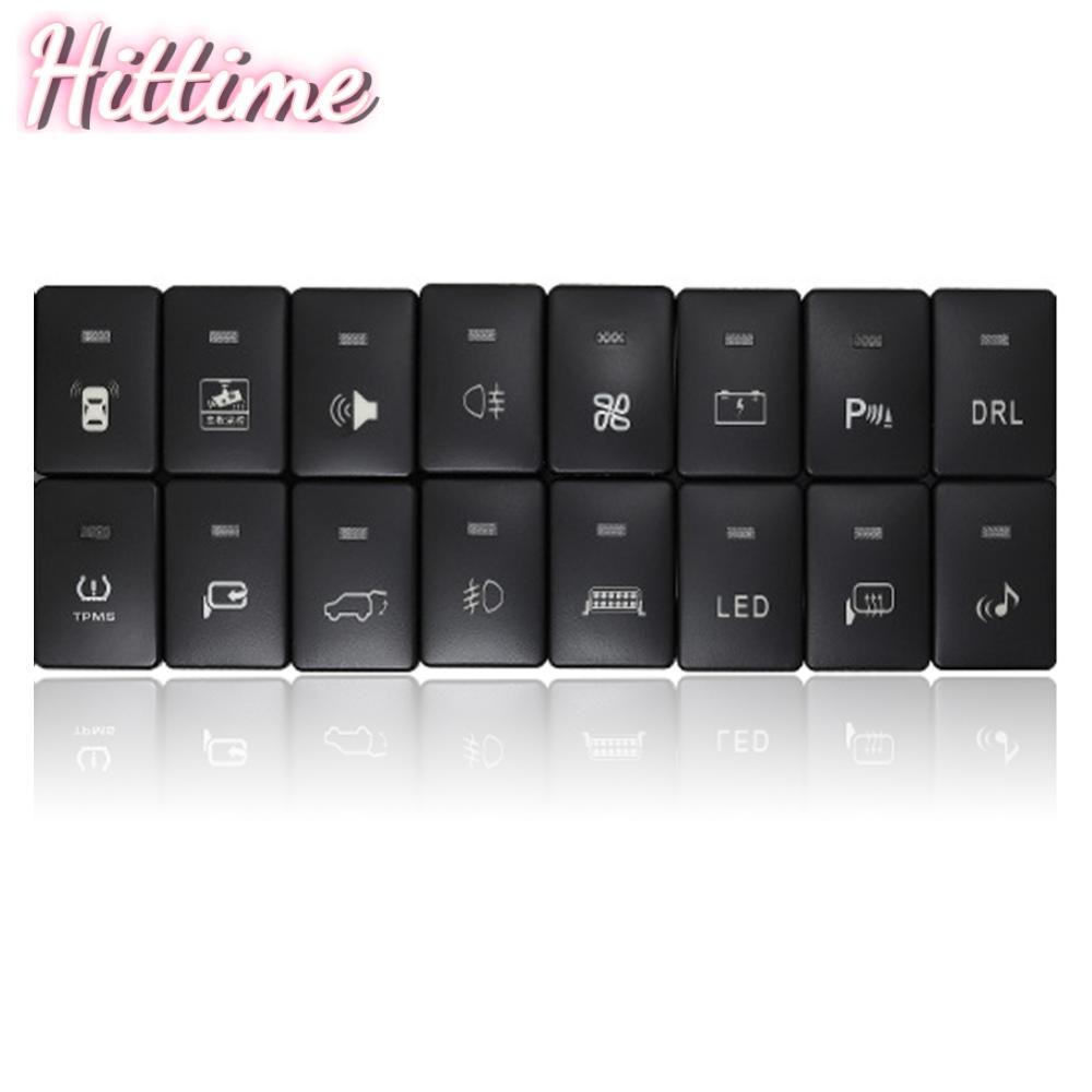Hittime รถ LED DRL Power หมอกกระจกมองหลังปุ่มความร้อนด้านหน้าด้านหลังสวิทช์สีเขียวสําหรับ Toyota Camry Prius Corolla L4Y9