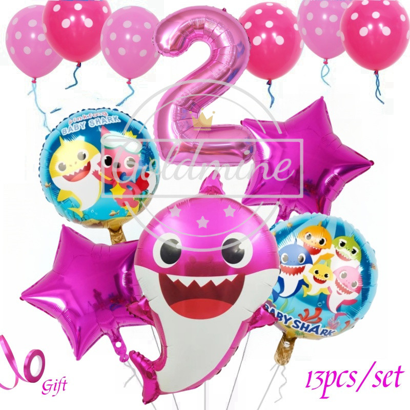 Ocean Theme Shark Baby Balloon Set Birthday Party Rose และ Pink Latex บอลลูนตกแต่งอาบน้ําเด็ก