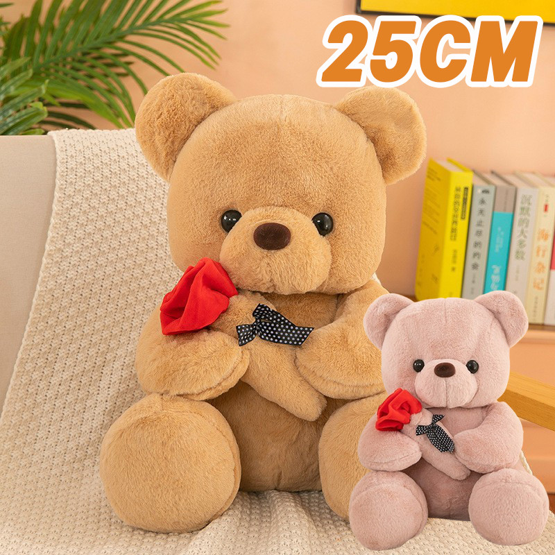 ตุ๊กตาหมีกุหลาบ 25CM ตุ๊กตาของเล่น ดอกไม้ในมือ ของเล่นเด็ก นุ่มนิ่มสุดๆ ของขวัญวันวาเลนไทน์