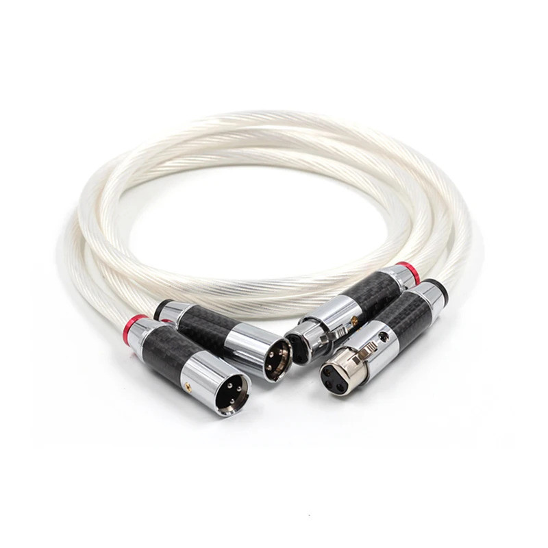 สาย Hifi คู่ XLR Pure 5N OCC Silver-Plated Audio Cable พร้อมปลั๊ก XLR คาร์บอนไฟเบอร์เกรดสูงสุด