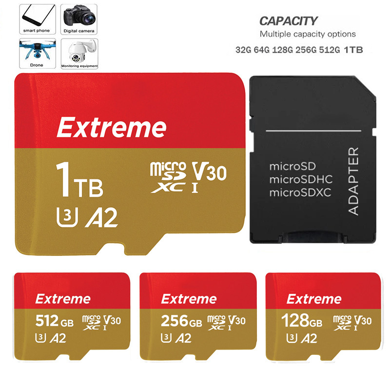 Extreme Micro SD Card 32GB 64GB 128GB A2 Micro SD 256GB 512GB 1TB TF/SD Card Class 10 สําหรับโทรศัพท