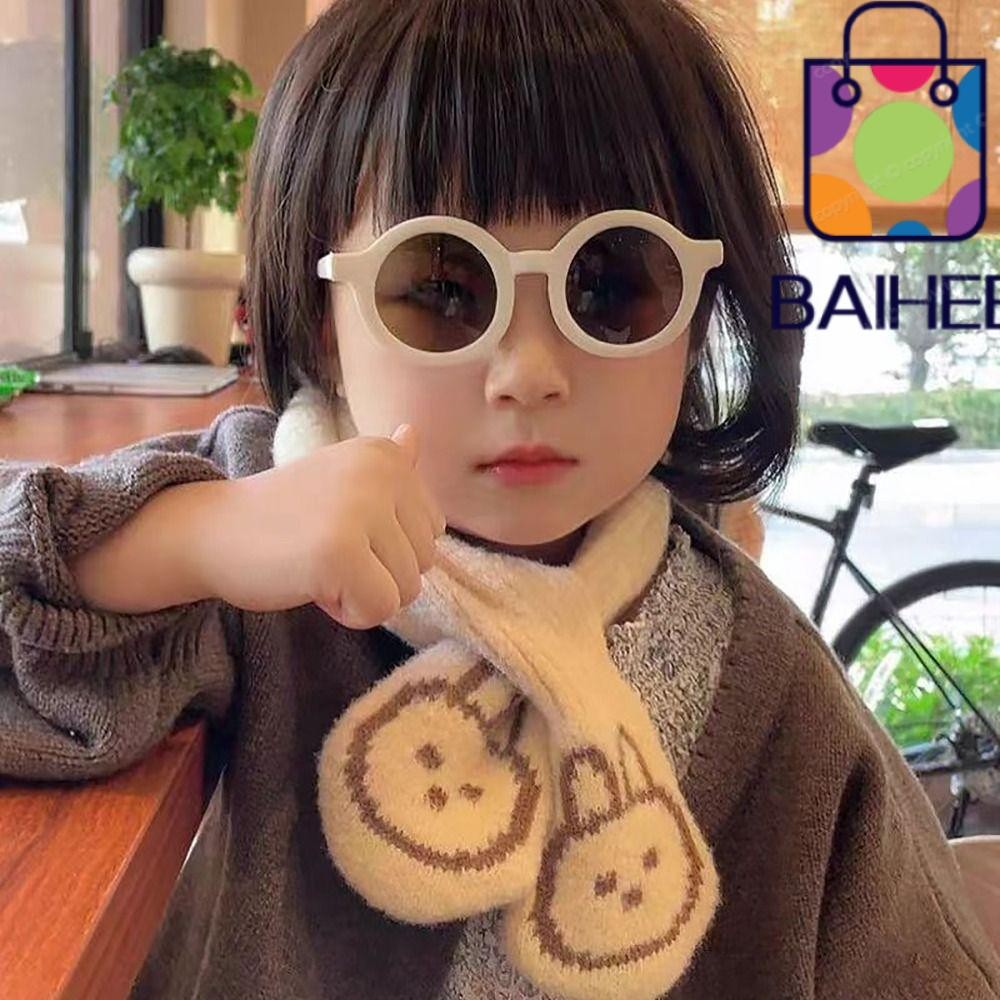 ไป๋เฮ หมวกบีนนี่หมวกผ้าพันคอ,หนา กันลม เด็กหมวกผ้าพันคอ,น่ารักกระต่ายเย็บปักถักร้อยฤดูหนาวที่อบอุ่นป้องกันหูเด็กเด็กวัยหัดเดินเด