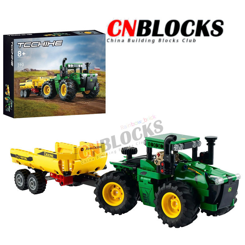 Technic 42136John Deere 9620R 4WD รถแทรกเตอร์ของเล่น 390PCS Building อิฐสะสมพร้อม Trailer คริสต์มาสข