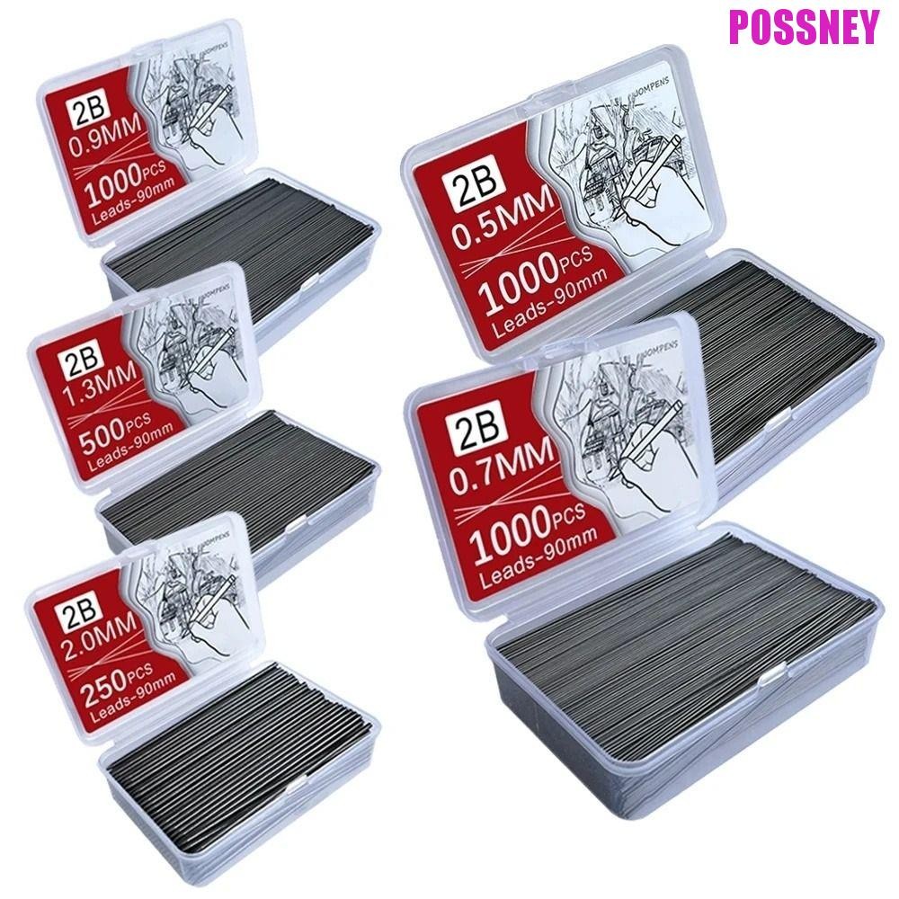 ไส้ดินสอ POSSNEY ความจุขนาดใหญ่ 0.5 0.7 0.9 1.3 2.0 มม. ไส้ดินสอ Back To School Black Sketching 2B แ