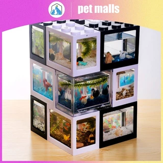 PET MALLS ตู้ปลาขนาดเล็กอะคริลิคใสสร้างบล็อกถังปลาทองตู้ปลาทองตู้ปลาทอง