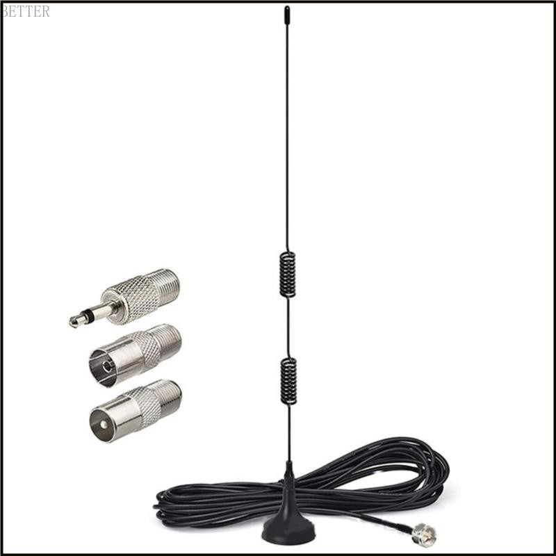 Bett AM เสาอากาศ FM ฐานแม่เหล็กเสาอากาศวิทยุ FM สําหรับวิดีโอในร่มพร้อมอะแดปเตอร์ 3 ตัวโฮมเธียเตอร์เครื่องรับสัญญาณสเตอริโอ