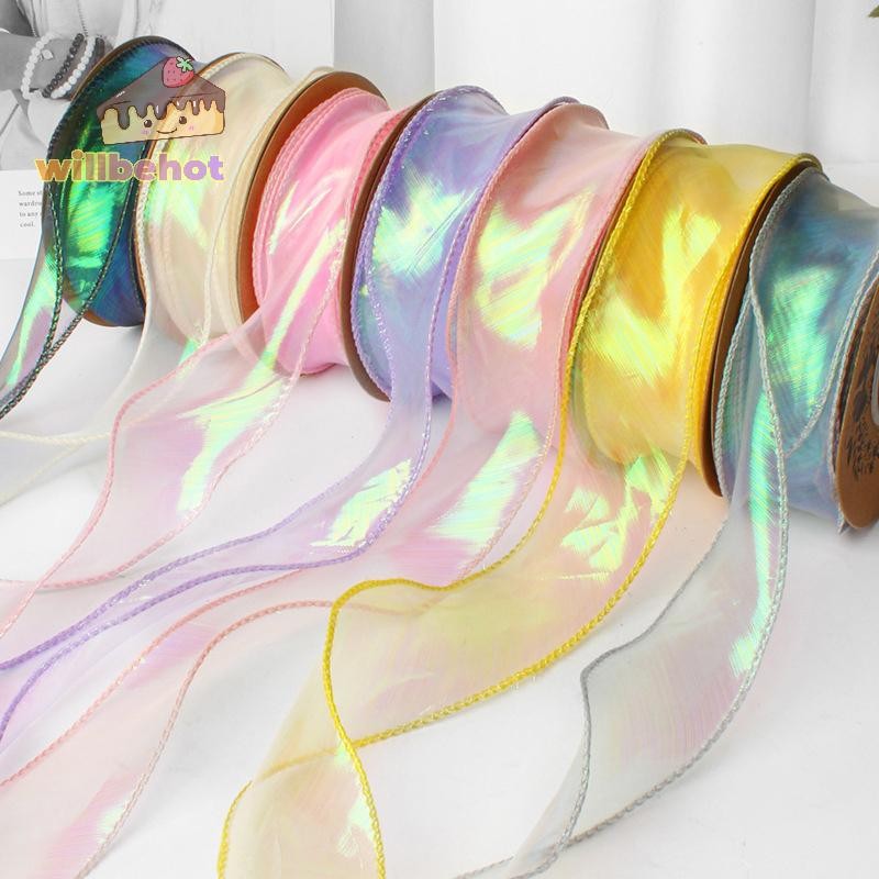 [WillbehotT] 9m 4 ซม.Fishtail เส้นด้ายริบบิ้นสําหรับ DIY Bow Hair เครื่องประดับช่อดอกไม้ห่อของขวัญวัสดุ Wave Silk Ribbons Party Decor [ใหม่]