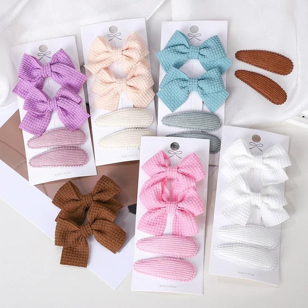 4 ชิ้น/เซ็ต BB คลิปน่ารัก Bows พร้อมคลิปผมสําหรับเด็กผู้หญิง 2025 ฤดูใบไม้ผลิใหม่ Handmade Hairpin Barrettes Headwear อุปกรณ์เสริมผม