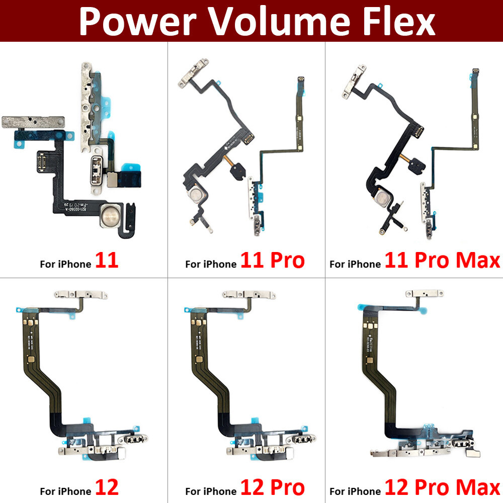 ใหม่สําหรับ iPhone 11 11Pro 12 Pro 12Pro Max Mini Power ปุ่มปรับระดับเสียงสวิทช์กุญแจ Flex สายโลหะวัสดุอะไหล่