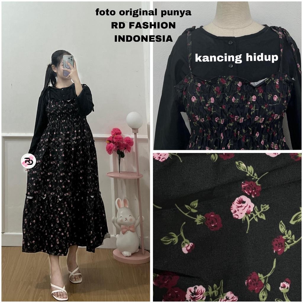 TYPESO LONG SLEEVED SMOCKED DRESS / BUSUI FRIENDLY FLOWER MOTIF DRESS