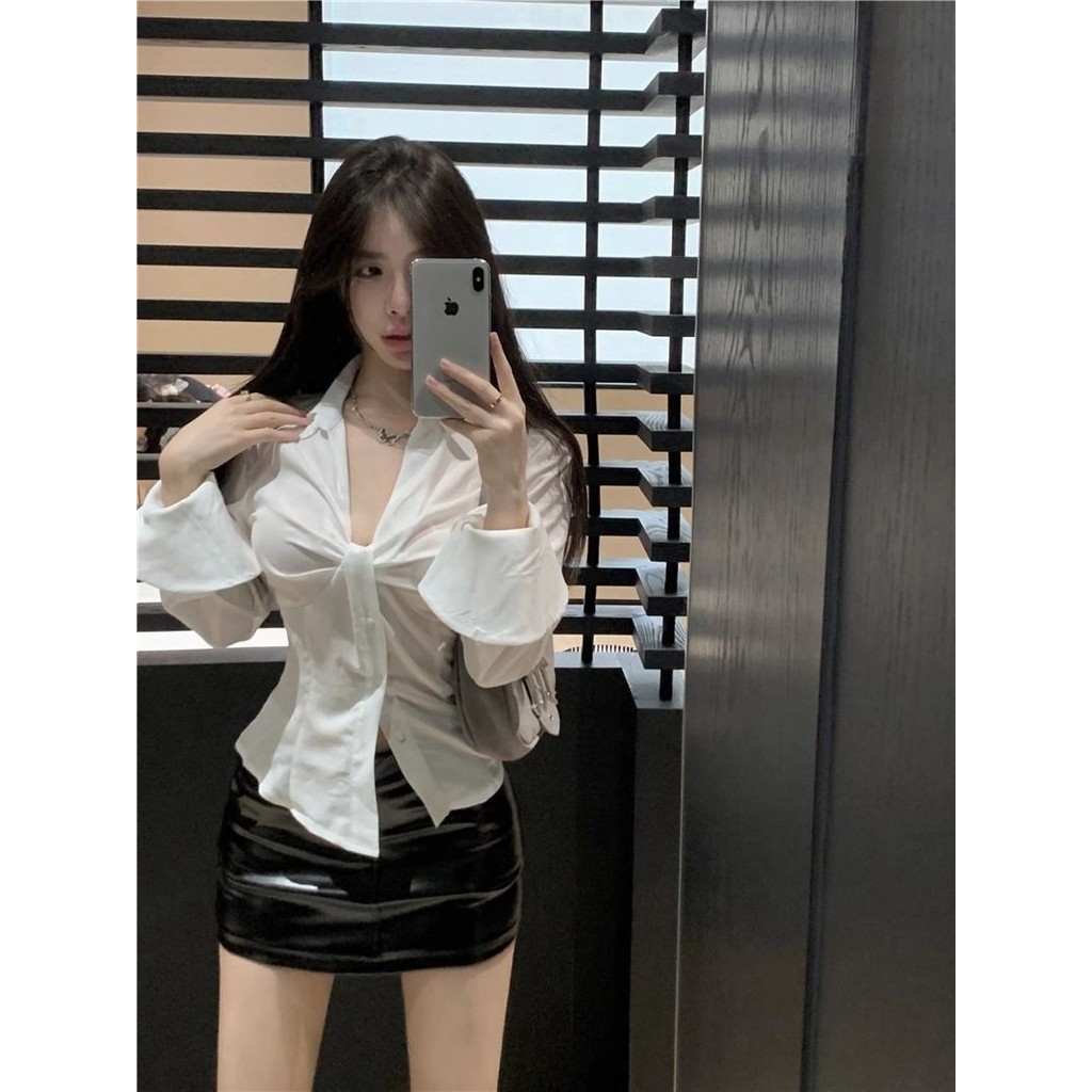 Veewink พร้อมส่งจากกทม เสื้อเชิ้ตผู้หญิง เสื้อเชิ้ตคอปก แขนยาว S-2XL  ผ้าคัตตอล อย่างดี Basic ผ้านุ่ม พริ้ว ใส่สบาย ราคา ถูกที่สุด ดีลบีเคเค แกลเลอรีภาพที่ 3