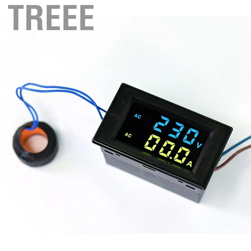 Treee Treee-th D85-2042A จอแสดงผล LCD Digital AC โวลต์มิเตอร์แอมป์มิเตอร์สีดำ