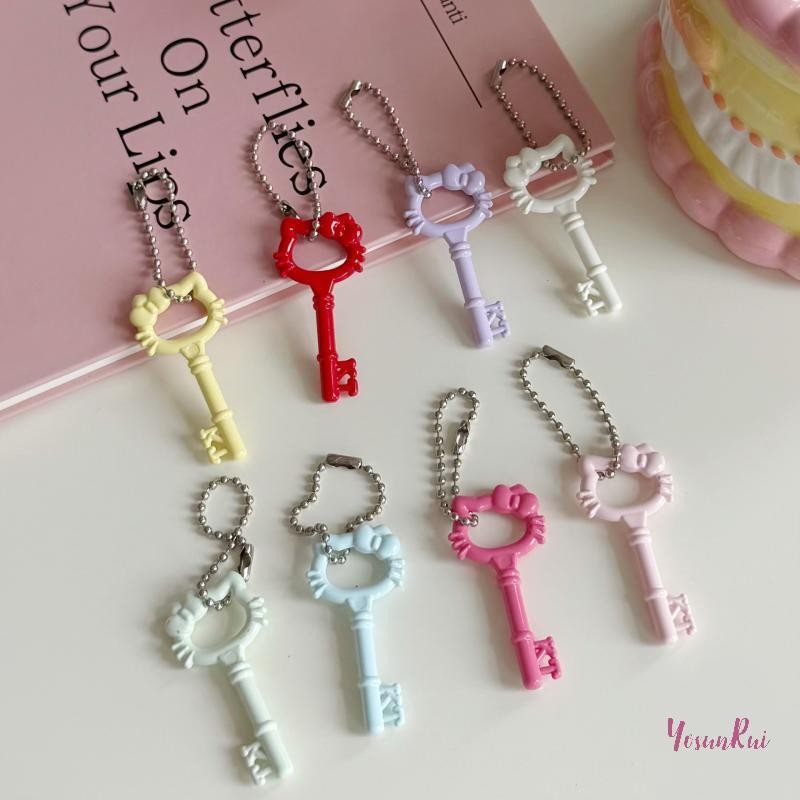 YosunRui] 1 ชิ้นใหม่สองด้านสี KT หัวแมวอุปกรณ์เสริมกุญแจ DIY จี้พวงกุญแจวัสดุทําด้วยมือการ์ตูนเคสโทรศัพท์ Junk Charms ใหม่