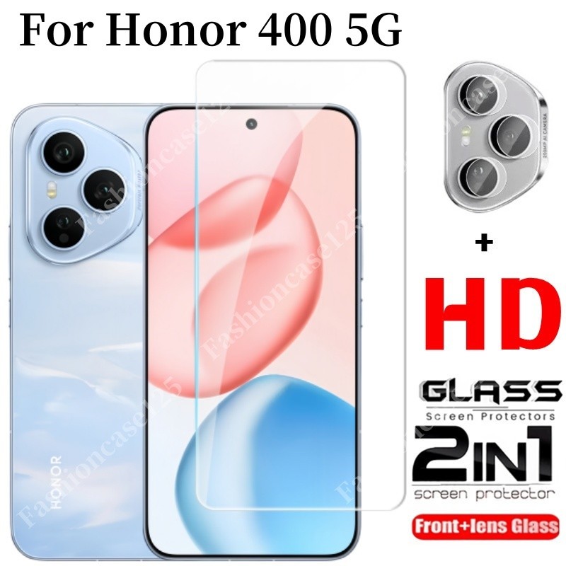 2in1 Honor 400 5G ป้องกันหน้าจอกระจกนิรภัยสําหรับ Honor 400 Honor400 5G 4G 2025 ฟิล์มด้านหน้ากลับเลน
