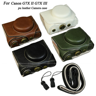 G7X2 G7X3 ปลอกหนัง PU กระเป๋ากล้องกรณีครึ่งสําหรับ Canon Pow…