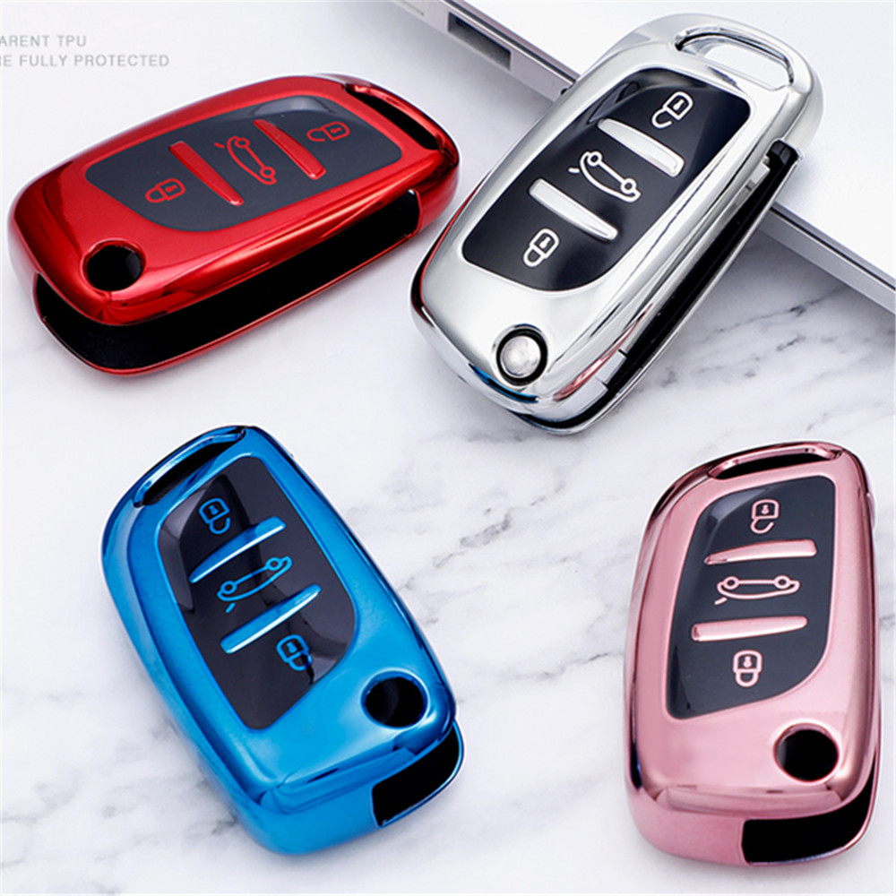 TPU สําหรับ Proton Saga Waja Flip Key Remote TPU Key Case สําหรับ Peugeot Citroen C1 C2 C3 C4 C5 DS3