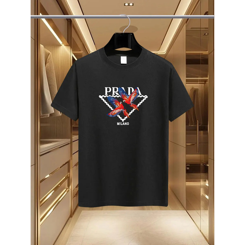 KEMEJA ฤดูร้อนใหม่หรูหราแฟชั่นชายเสื้อยืด 2025 PDA ยี่ห้อ Milan พิมพ์รอบคอสบายๆแฟชั่น Y2K ระดับสูงแล