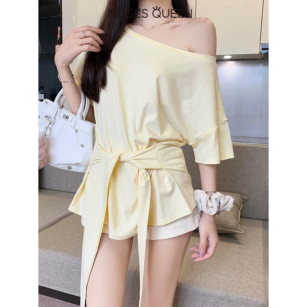 MOSESQUEEN เสื้อเกาะอกสีพาสเทล สายปรับระดับได้ สไตล์เจ้าชู้เขตร้อน #63004