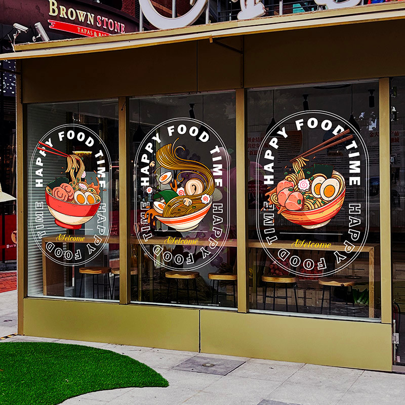 ญี่ปุ่นราเมนร้านอาหารสติกเกอร์แก้วร้านอาหารญี่ปุ่นโรงแรมประตูกระจกตกแต่งสติกเกอร์อาหาร