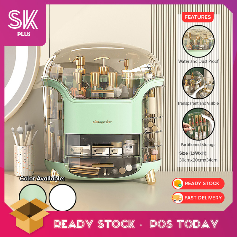 SKplus กล่องเก็บเครื่องสําอางโปร่งใสแต่งหน้าขนาดใหญ่ความจุ Kotak Kalis Habuk Laci Penyimpanan Kosmet