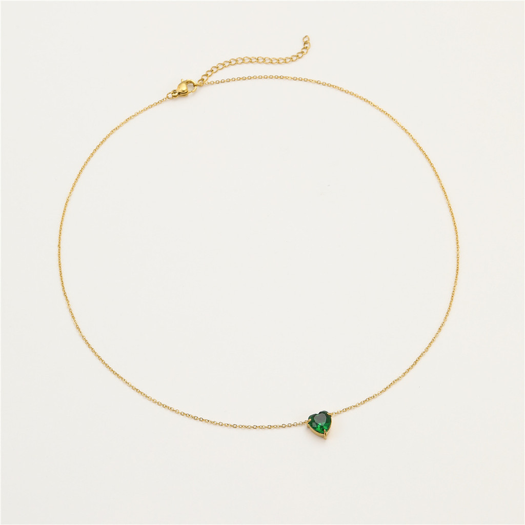 XIYA_birthstone สร้อยคอจี้หัวใจ Retro Classy สีสันสดใส - รูปที่ 7