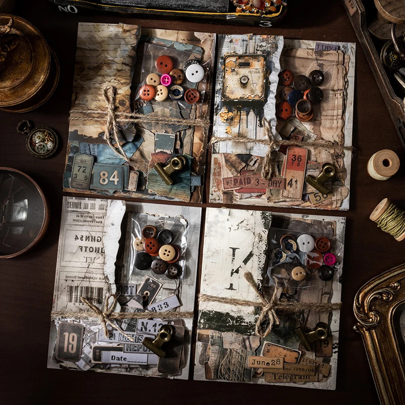 Journal GO 50pcs Vintage Scrapbooking วัสดุ Pack สติกเกอร์วัสดุกระดาษ Retro Collage Junk Journal อุป