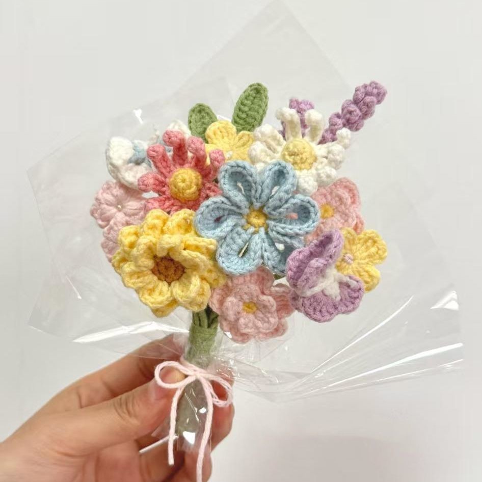 Yarn Knitting Garden Bouquet Flower Arrangement Kit Handmade diy Gift for Girlfriend Handmade Eterna