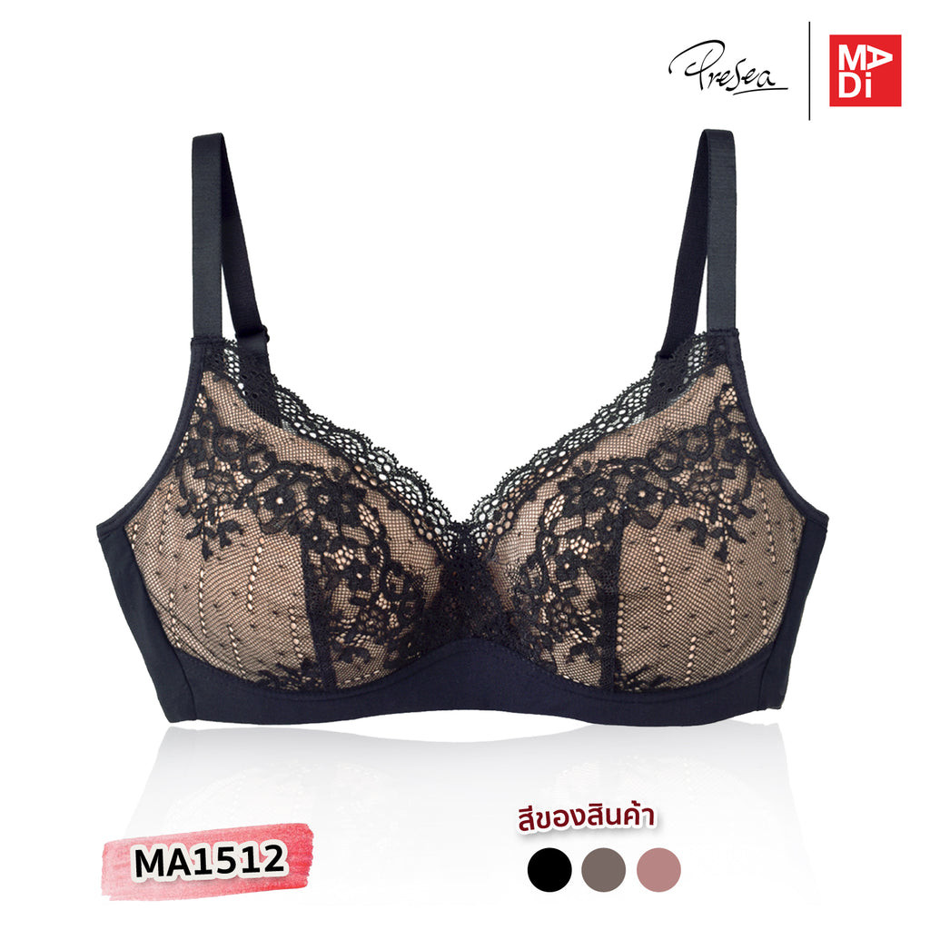 Presea softbra เสื้อในไร้โครง ลายลูกไม้ ใส่สบาย ลดการระคายเคือง ไม่อับชื้น Beauty lace bra MA1512 — صورة 3