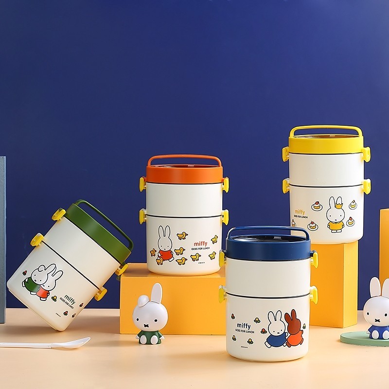Miffy ปิ่นโตเก็บอุณหภูมิ ปิ่นโต กล่องอาหารกลางวันสแตนเลส304เดี่ยวและสองชั้น เก็บอุณหภูมิ lunch box