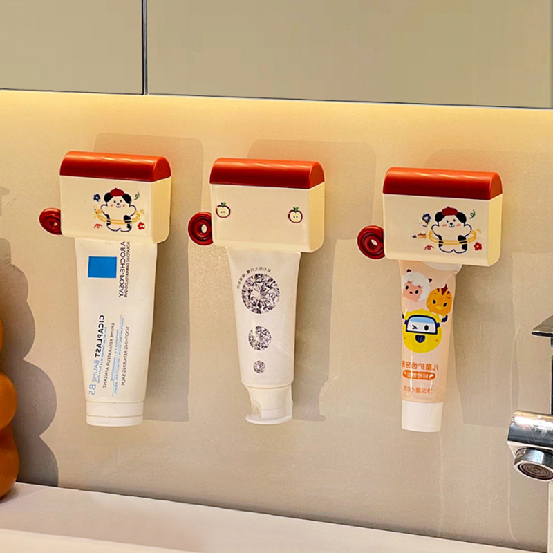 เครื่องจ่ายยาสีฟันการ์ตูนที่ใส่แปรงสีฟันติดผนังชั้นวางแปรงสีฟันน่ารัก