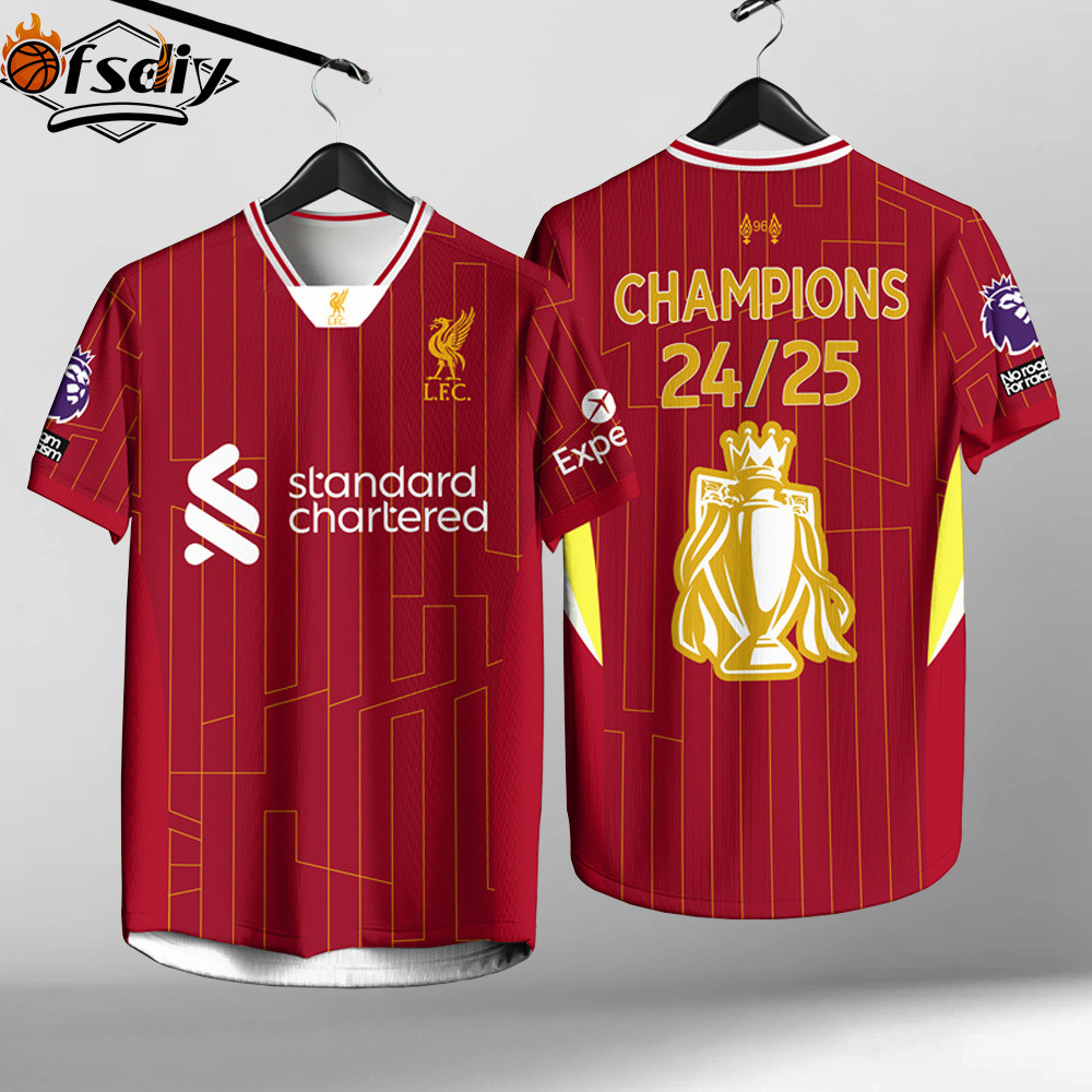 สีแดงกีฬาเสื้อยืดยุโรปฟุตบอลคลับย์24-25ฤดูกาลแชมป์ทีมย์แฟนเสื้อยืดบ้านย์หลายขนาด XXS-6เอ็กแอล