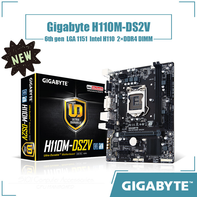 [ใหม่] เมนบอร์ด Gigabyte H110M-DS2V 2DDR4 DIMM LGA 1151 Intel H110 ชิปเซ็ต Micro ATX 6th gen Core