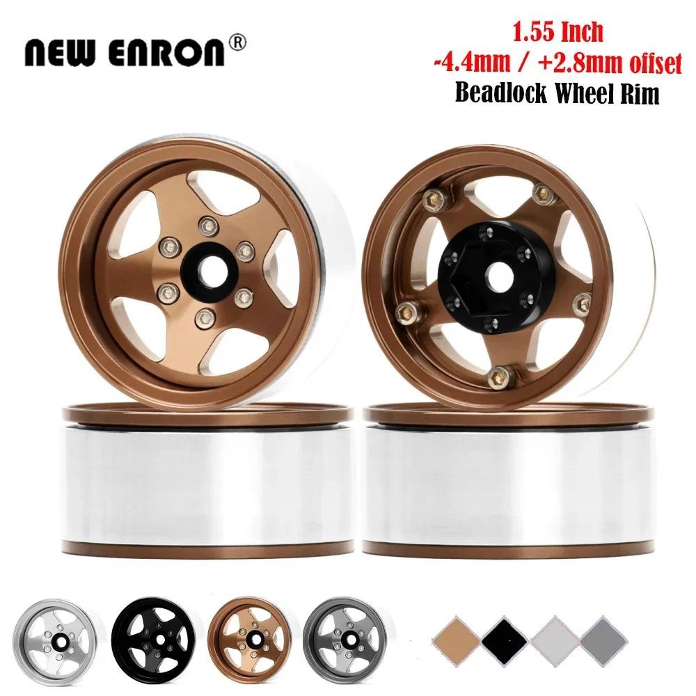 4 PC 5-Spoke โลหะผสม 1.55 "Beadlock ล้อขอบ -4.4 มม./ +2.8 มม. Offset เปลี่ยนสําหรับ 1/10 RC Crawler รถ LC70 LC80 RC4WD MN98 Axial SCX10 D90 TF2 Tamiya CC01