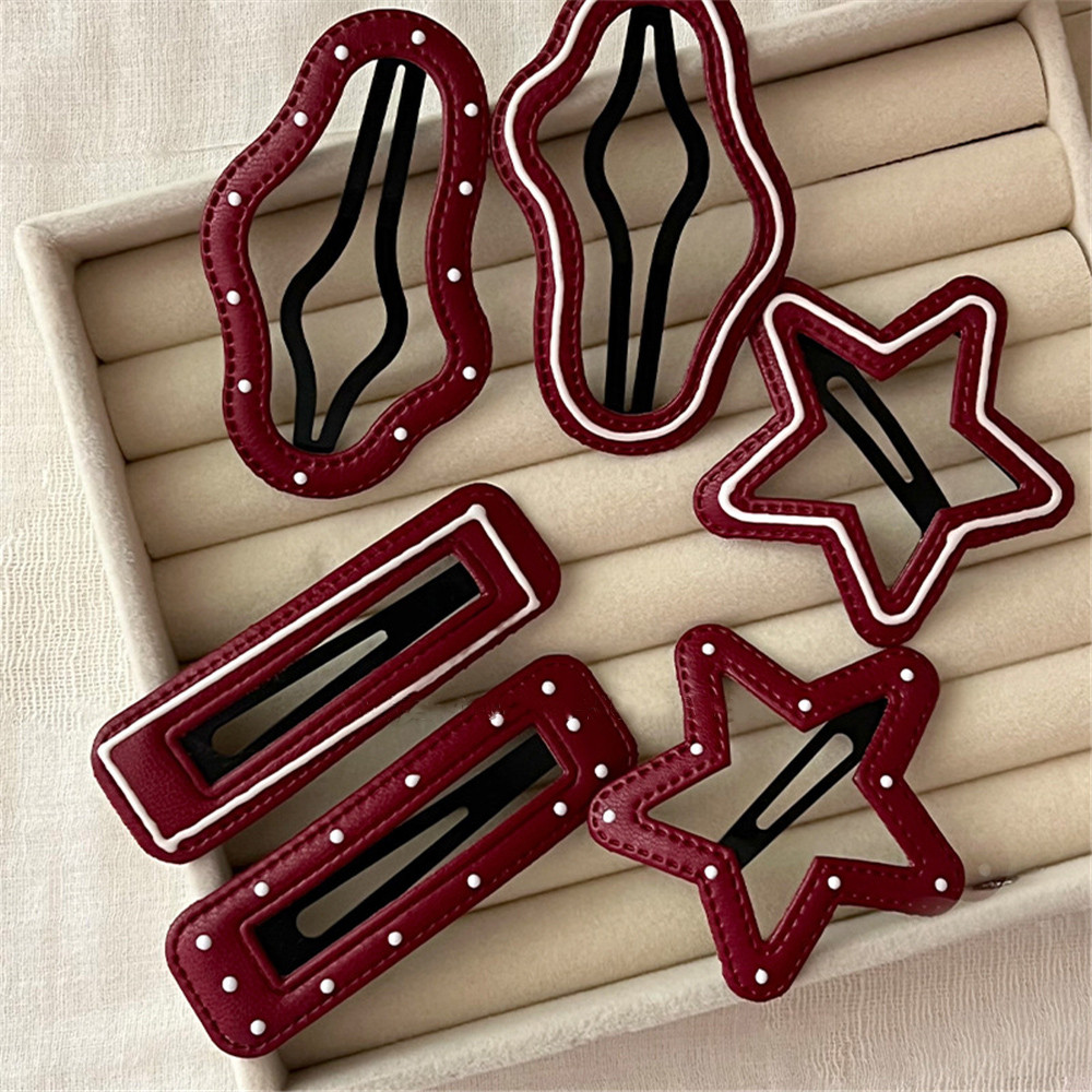 กิ๊บติดผมเมฆสีแดงสําหรับผู้หญิงแบบใหม่กิ๊บติดผมดาวห้าแฉกสําหรับด้านหลังศีรษะ Bb คลิปด้านข้างคลิปหน้าม้า 1/2/4/6 ชิ้น