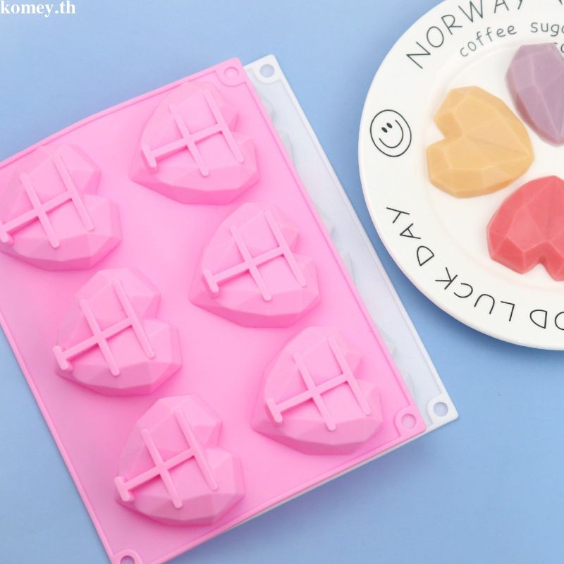 แม่พิมพ์ซิลิโคน ช็อคโกแลต วุ้น ขนม เรซิ่น breakable cake รูปทรงหัวใจเพชร 6 ช่อง ราคา ถูกที่สุด ดีลบีเคเค แกลเลอรีภาพที่ 5