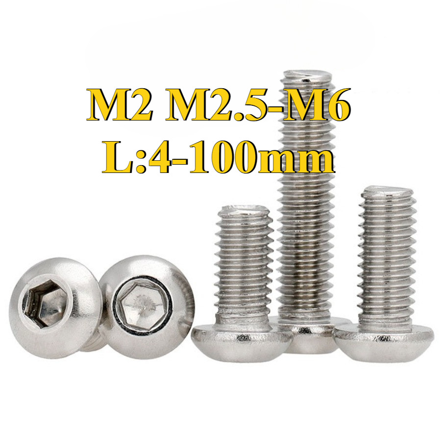 น็อต สกรู หัวจมกลม สแตนเลส 316 เกลียวมิล หยาบ   / Button Head Hexagon Socket Machine Screw M2/M2.5/M