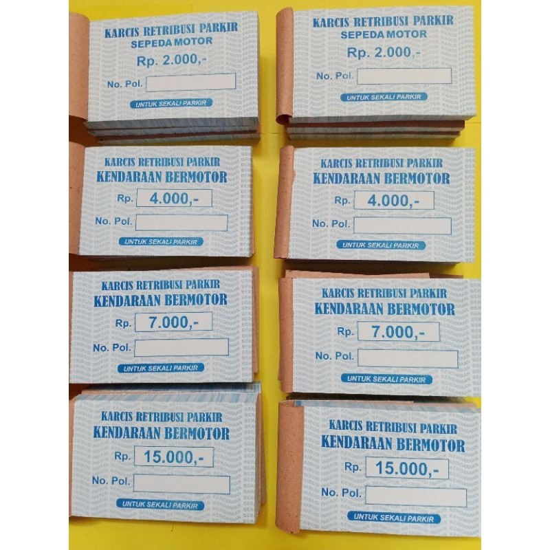 พิมพ์ NOMINAL PARKING TICKETS 2 THOUSAND, 4 THOUSAND, 6 THOUSAND, 7 THOUSAND, 15 อัน, พร้อม NOMINAL