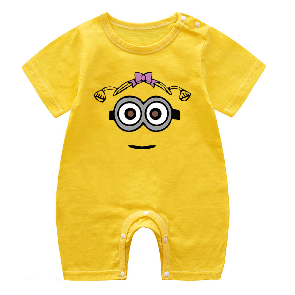 การ์ตูนมินเนี่ยนพิมพ์บอดี้สูทเด็กตลกมินเนี่ยนแสดงออกทารกแรกเกิด ชุดจั๊มสูท ชายหญิงแขนสั้น ชุดรอมเปอร์ ทารกชุดนอน ชุด - รูปที่ 5