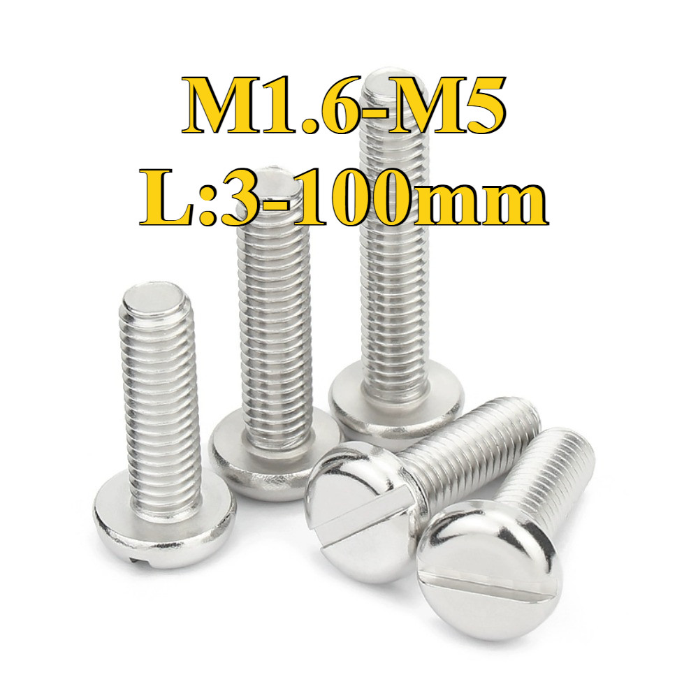 304 สแตนเลสสตีลหัวกลมแบน Slot Bolt M1.6/M2/M2.5/M3/M4/M5 (FGH-RM-PH)