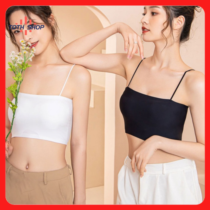 บราสายเดี่ยว เสื้อกล้าม บราสายเดี่ยวแบบสวม บราไร้ขอบผ้าเนียนนุ่ม สายเดี่ยว ครึ่งตัว ผ้าแน่น Freesize