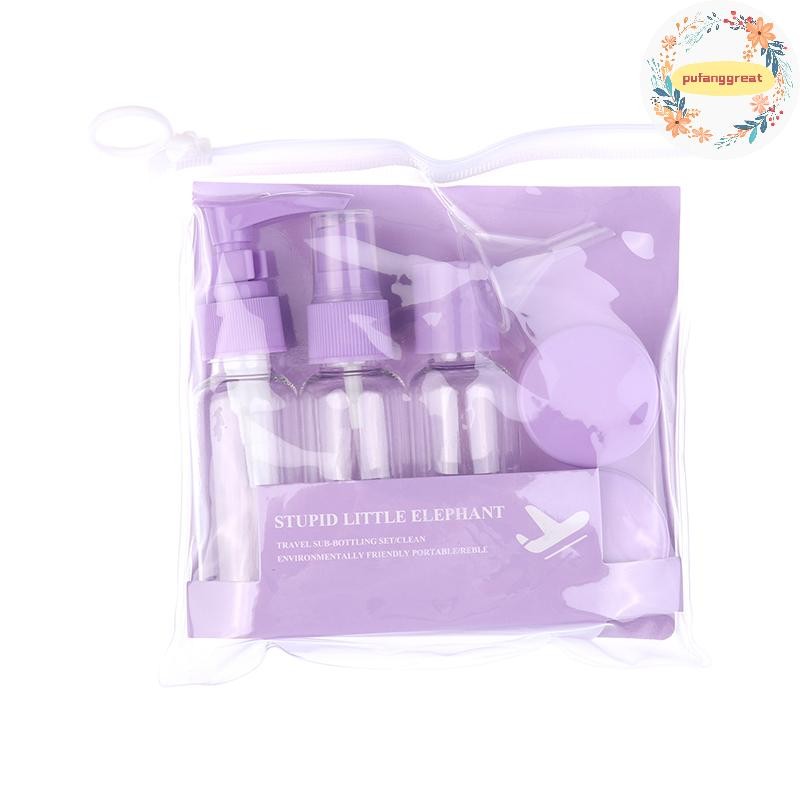 Pufanggreat Travel Bottles Kit แบบพกพาแยกเครื่องสําอางตัวอย่างขวดเปล่าชุดเดินทางสกินแคร์โลชั่นน้ําแชมพูครีม TH