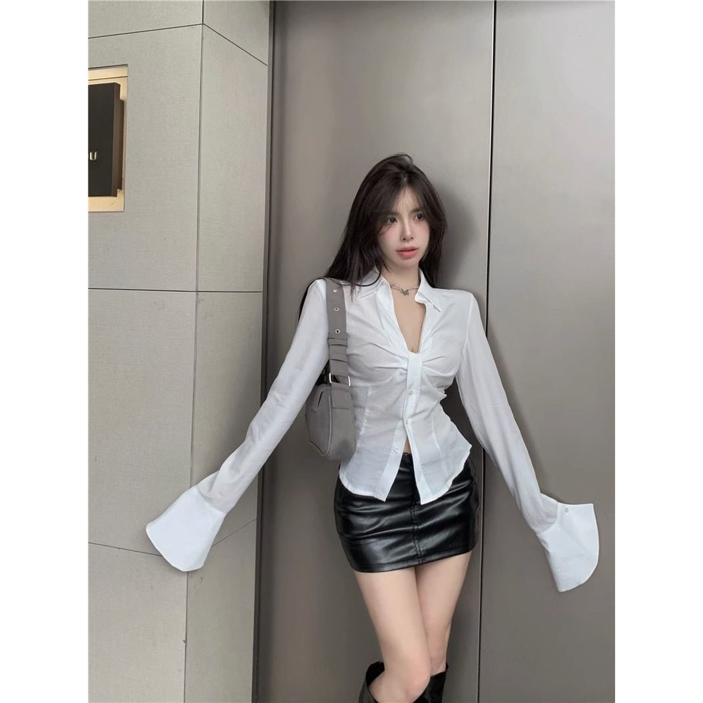 Veewink พร้อมส่งจากกทม เสื้อเชิ้ตผู้หญิง เสื้อเชิ้ตคอปก แขนยาว S-2XL  ผ้าคัตตอล อย่างดี Basic ผ้านุ่ม พริ้ว ใส่สบาย ราคา ถูกที่สุด ดีลบีเคเค แกลเลอรีภาพที่ 4